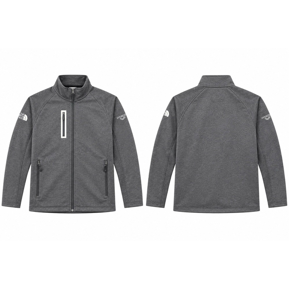 The North Face Men's Blue Heathered Softshell Full Zip Jacket Stand-Up Collar L